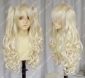 Vocaloid3 Korea SeeU Pale Blonde 80cm Curly Cosplay Party Wig w/Ponytails