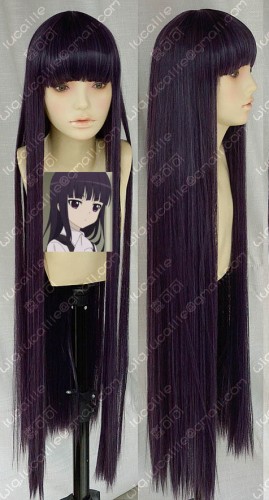 Inu x Boku SS Shirakiin Ririchiyo 1m Dark Purple Cosplay Party Wig