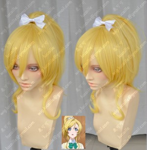 Love Live! Ayase Eri Ponytail Style Blonde Color Cosplay Party Wig