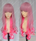 ZYR Ayamo Fashion Pink Gradient Red 80cm Curly Party Cosplay Wig