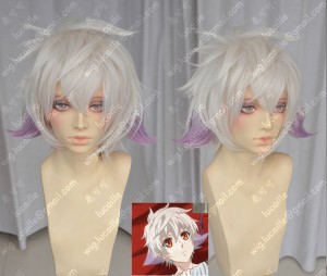 Karneval Nai Pearl White Color With Light Purple Chignons Short Cosplay Party Wig