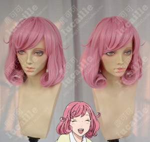 Noragami Ebisu Kofuku Rose Pink Curly Short Cosplay Party Wig