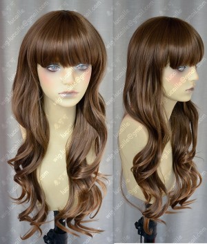 ZYR School Girl Daily Coffee Brown 80cm Curly Party Cosplay Wig