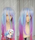 No Game No Life Shiro Top Lavender Rainbow Gradient Color 120cm Wavy Cosplay Party Wig
