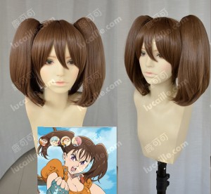 The Seven Deadly Sins Diane Brown Short Cospaly Party Wig /w Ponytails