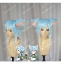 Sword Art Online Ⅱ Shino Asada Light Blue Mix White Cat Ears Elf Ver Short Cosplay Party Wig