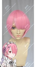 Re:Zero Ram Rose Pink Mix Camellia Short Cosplay Party Wig