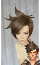 Overwatch Tracer Brown Wax Style Short Cosplay Party Wig
