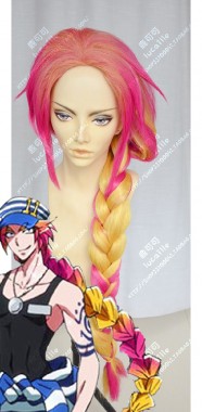 Nanbaka - The Numbers Uno Pink Mix Golden 120cm Ponytail Cosplay Party Wig