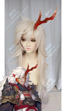 white curly cosplay wig