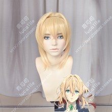 Violet Evergarden Violet Evergarden Sunflower Yellow Short Wig Braid Bun Style Cosplay Party Wig