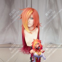 League of Legends Miss Fortune Star Guardian Skin Orange Mix Wine Red 80cm Curly Cosplay Party Wig