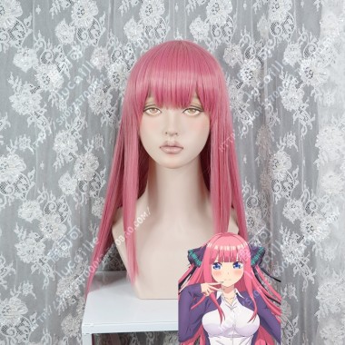 The Quintessential Quintuplets Nino Nakano French Pink 100cm Straight Cosplay Party Wig