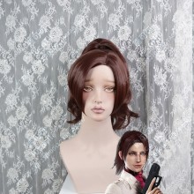 Biohazard / Resident Evil2 Claire Redfield Red Brown Ponytail Style Short Cosplay Wig