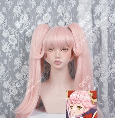 #COMPASS (COMbat Providence AnalysiS System) Ririka Christmas Pink Ponytail Style Cosplay Party Wig