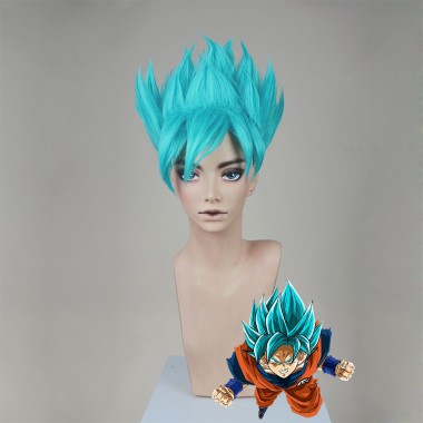 Dragon Ball Super Son Goku Super Saiyan Blue Wax Style Cosplay Party Wig
