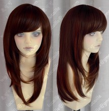 Daily Brown Mix Fire Red 60cm Wavy Cosplay Party Wig