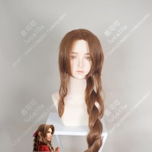 Final Fantasy VII Aerith Brown 100cm Ponytail Style Cosplay Party Wig