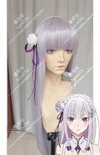 Re:Zero Emilia 120cm Sliver Mix Purple Straight Cosplay Party Wig